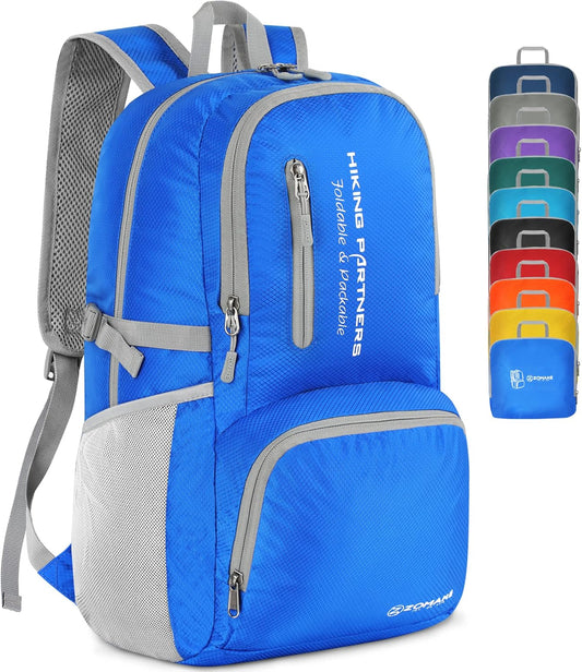 ZOMAKE Lightweight Packable Backpack, 35L Light Foldable Hiking Backpacks Water Resistant Collapsible Daypack for Travel(Dark Blue)