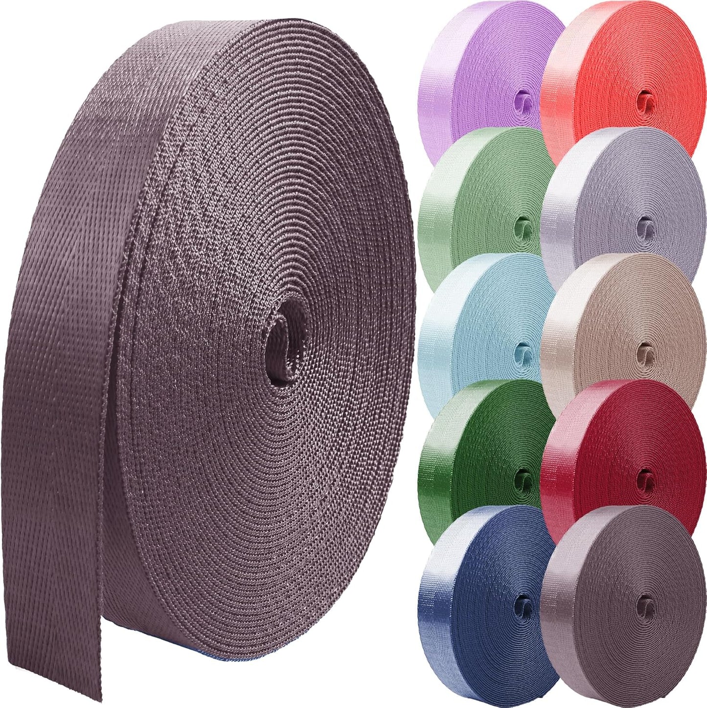 Nylon Webbing 1 inch 1.5 inch 2 inch Nylon Strap Backpack Straps Belt, 10 25 50 3.3 Yards Webbing