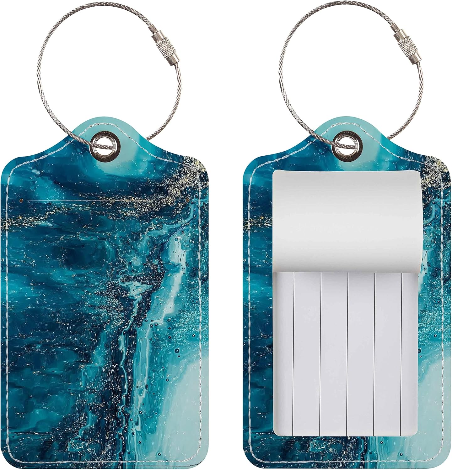 Luggage Tags for Suitcases, 2 Pack Cute PU Leather Suitcase Tag Identifiers TSA Approved with Stainless Steel Loop and Address Card for Baggage Tag for Cruise Airport Travel Essentials by Chelmon
