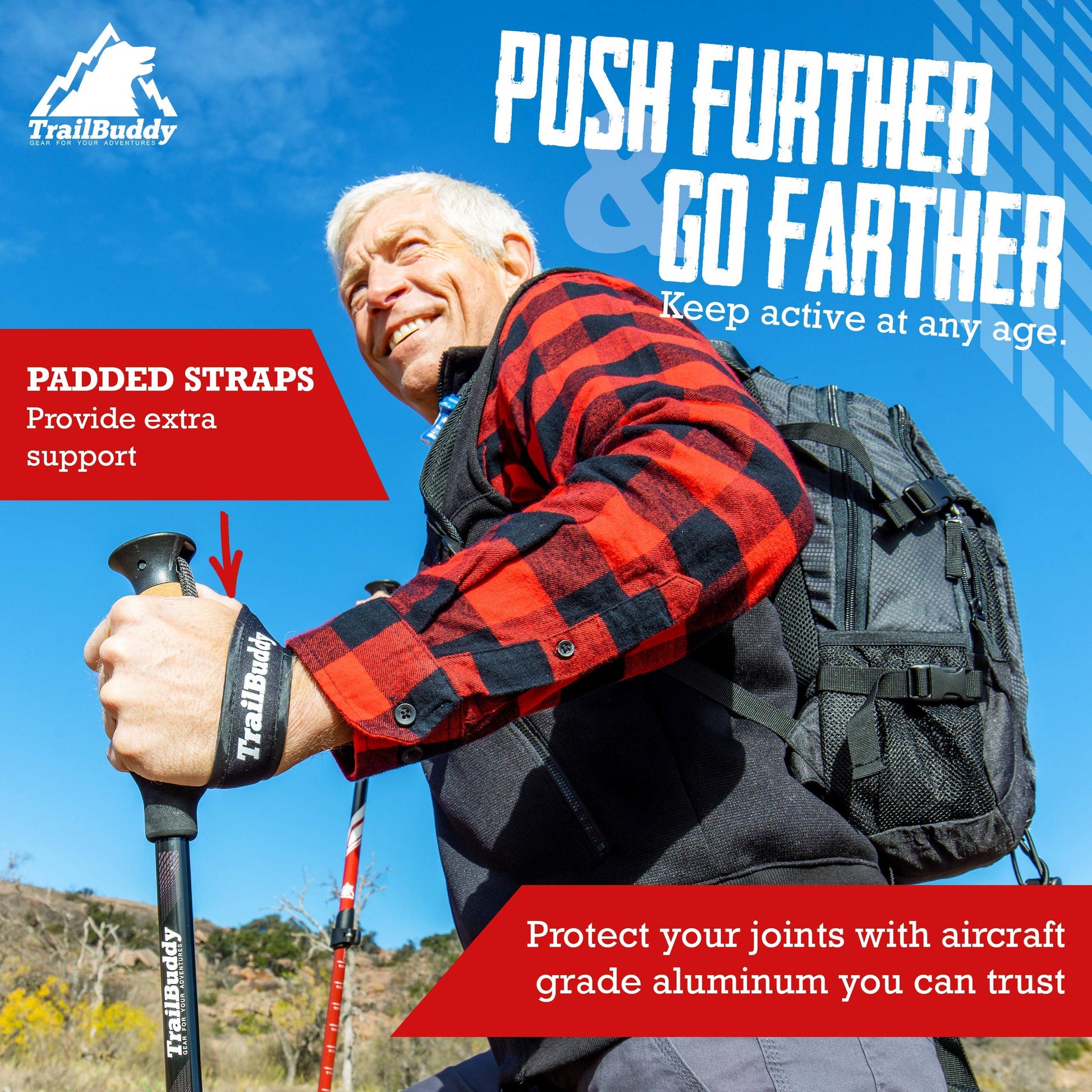 TrailBuddy Trekking Poles – Lightweight 7075 Aluminum Hiking Poles for Women, Men & Seniors
