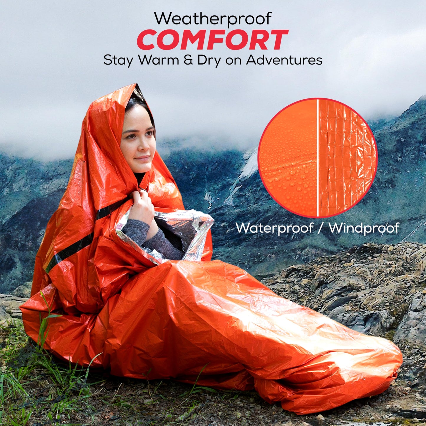 Emergency Sleeping Bag 3 Pack | for Survival Gear and Supplies Life Bivy Sack Waterproof Mylar