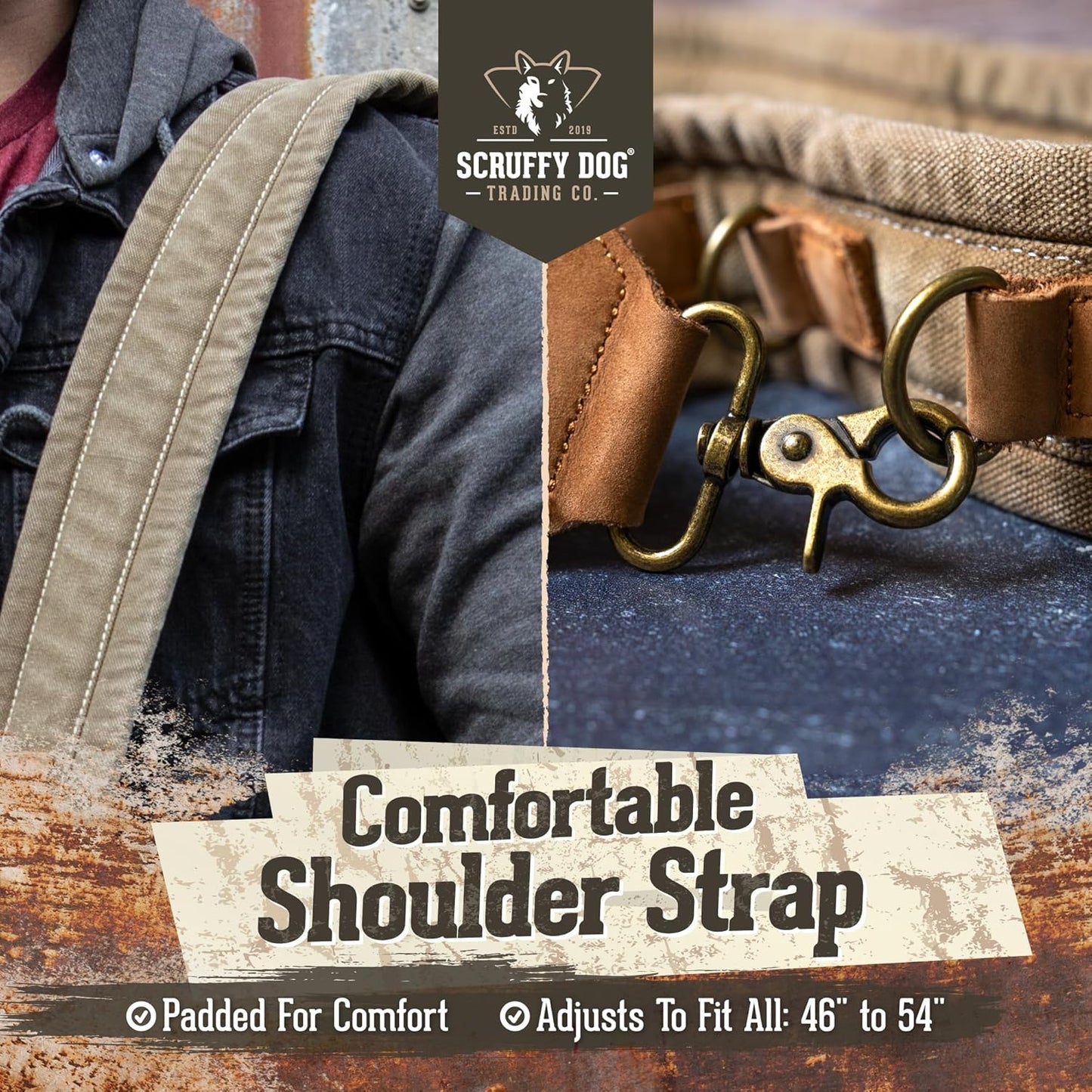 SCRUFFY DOG Vintage Messenger Bag for Men & Women - 13" Canvas Satchel 7 Pockets, Tablet & Laptop Storage, Adjustable Crossbody Shoulder Strap for Travel or Everyday Use