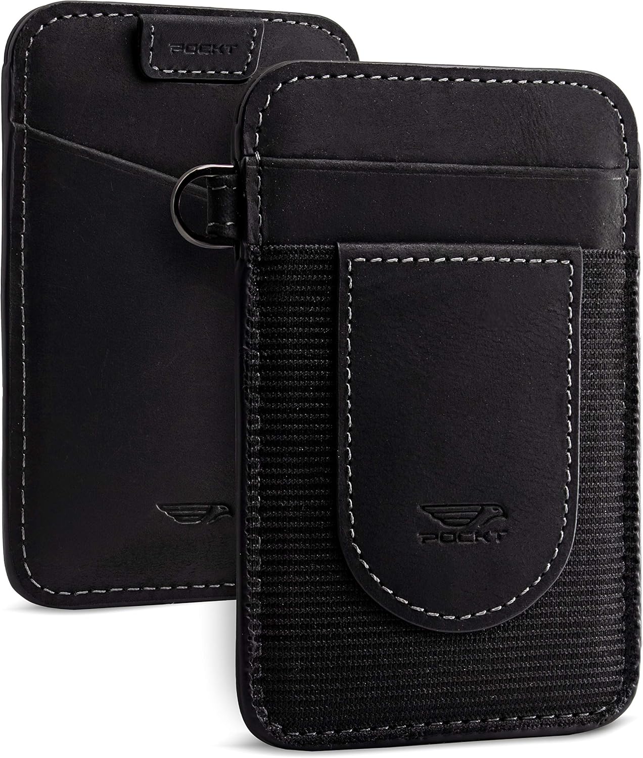 POCKT Card Holder Wallet For Men and Women - Slim Minimalist Front Pocket Wallet Elastic Credit Card Holder Genuine Leather RFID Blocking Card Case Wallets