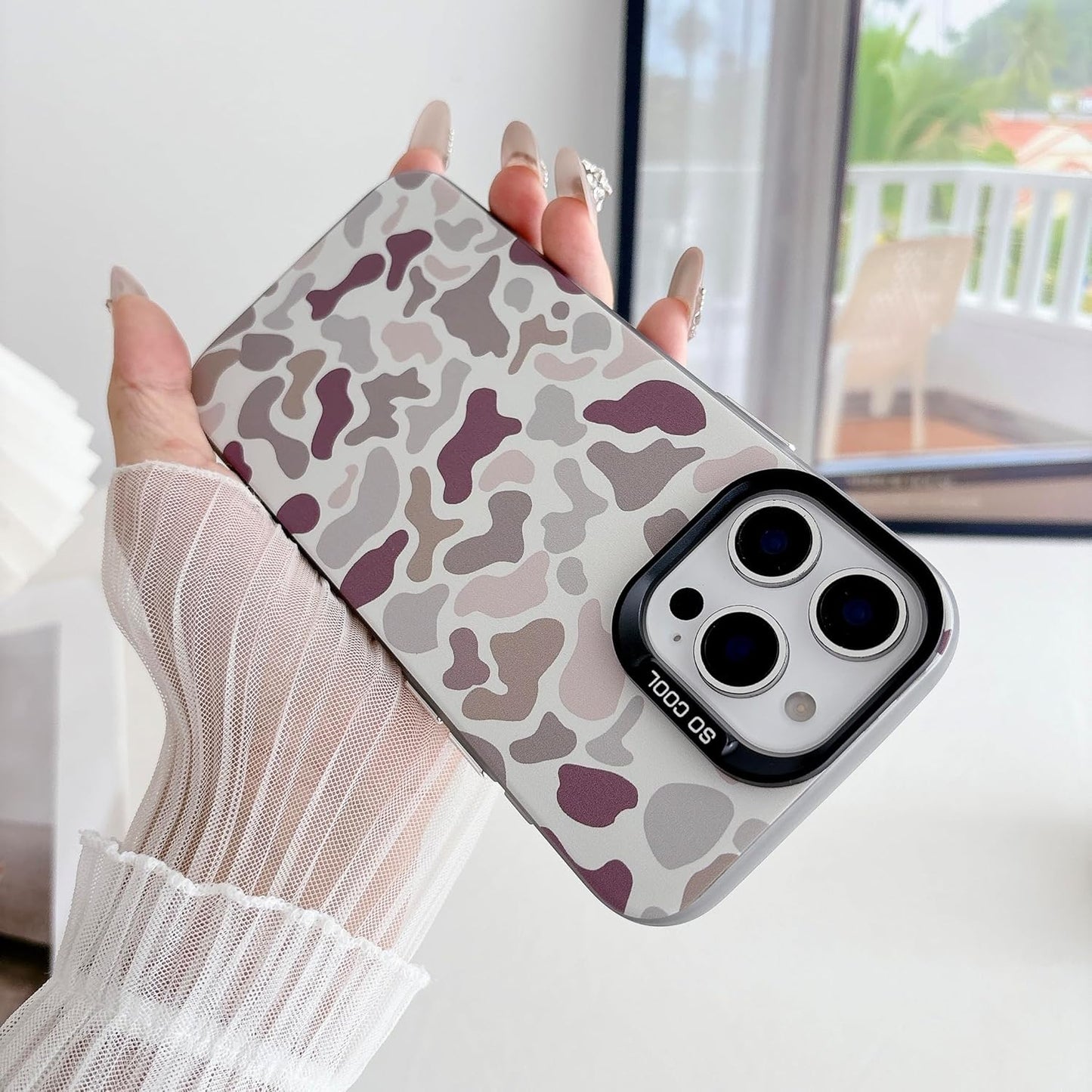 for iPhone 15 Pro Max Case, Vintage Camo Pattern Design for Men Boys Teens, Cool Camouflage Shockproof Protective Cover for Girls Women - Black