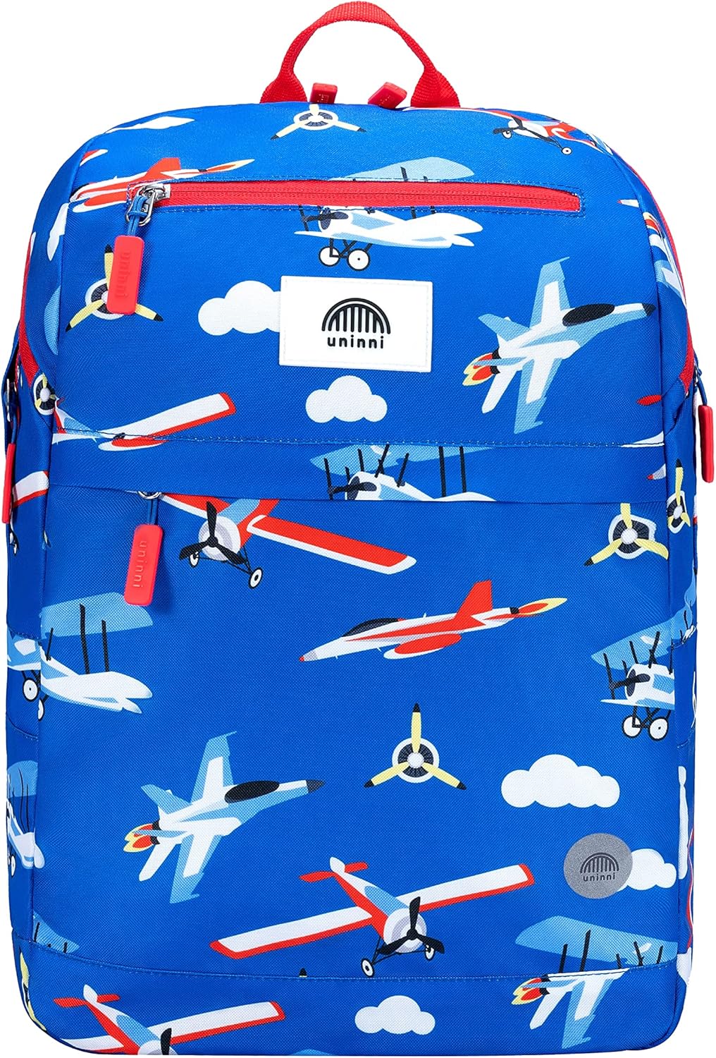 uninni 16" Kid's Backpack for Girls and Boys Age 6+ with Padded, and Adjustable Shoulder Straps. Fits for Height 3'9" Above Kids (Airplane)