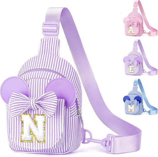 YOOLIFE Purple Sling Crossbody Bag, Gifts for Little Girl, Birthday Gifts for 2 3 4 5 6 7 8 Year Old Girls Gift Ideas, Birthday Gift for Girl Kids, Small Initial Belt Bag (Purple N)