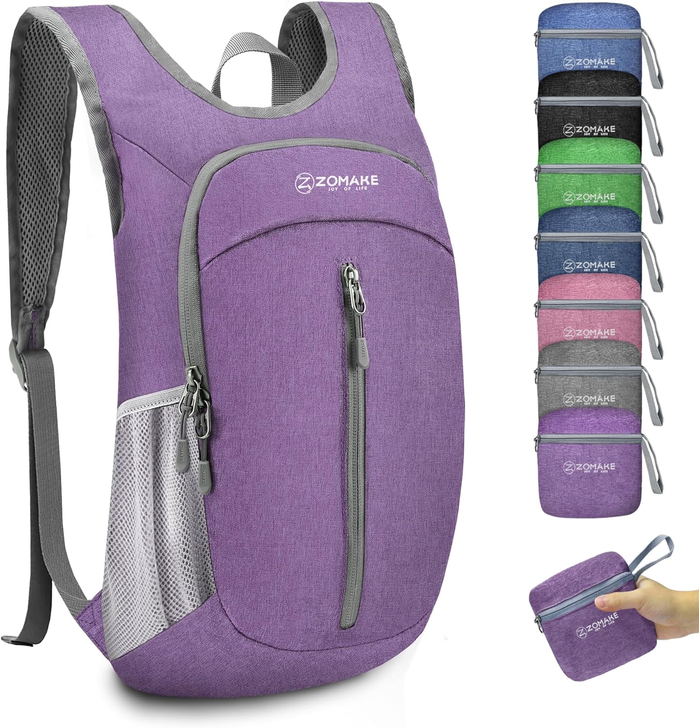 ZOMAKE 10L Ultra Lightweight Packable Backpack, Small Daypack Light Foldable Backpacks Water
