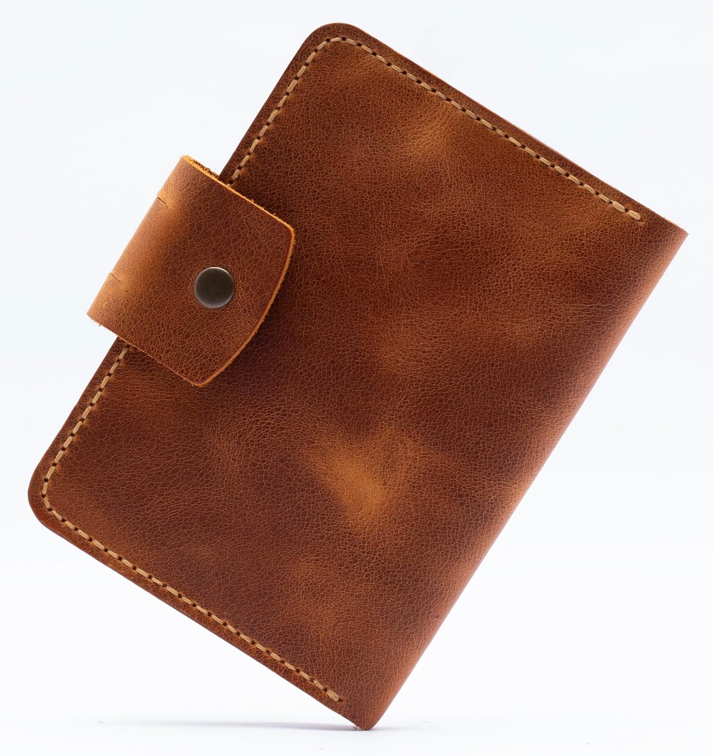 Handmade Passport Leather Case, Wallet Credit Card Holder (Camel)