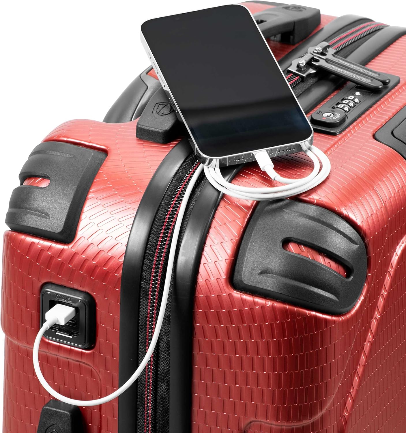 Traveler's Choice Maxporter II Hardside Polycarbonate Suitcase with Spinner Wheels, TSA Lock, Red, 22" Carry-On Luggage