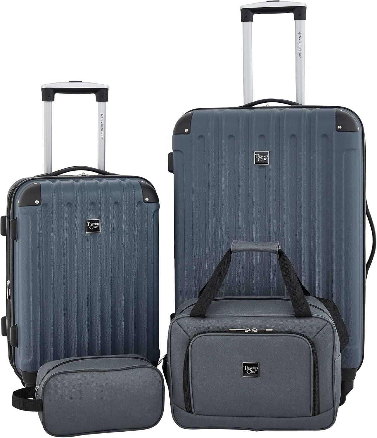 Travelers Club Midtown Hardside Luggage Travel, Slate, 4-Piece Set