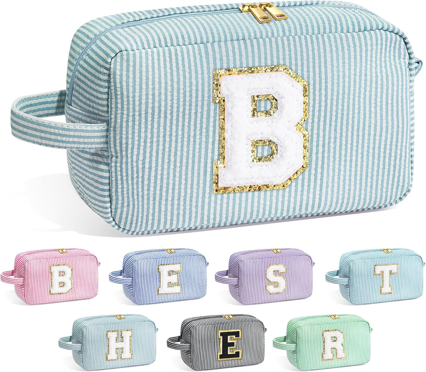 YOOLIFE Bridesmaid Gifts for Wedding Day - Bridesmaid Proposal Gifts, Bridal Shower Gifts, Bride To Be Gifts, Maid of Honor Gifts, Bachelorette Party Gift for Bride, Initial Makeup Bags for Women B