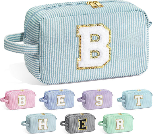 YOOLIFE Bridesmaid Gifts for Wedding Day - Bridesmaid Proposal Gifts, Bridal Shower Gifts, Bride To Be Gifts, Maid of Honor Gifts, Bachelorette Party Gift for Bride, Initial Makeup Bags for Women B