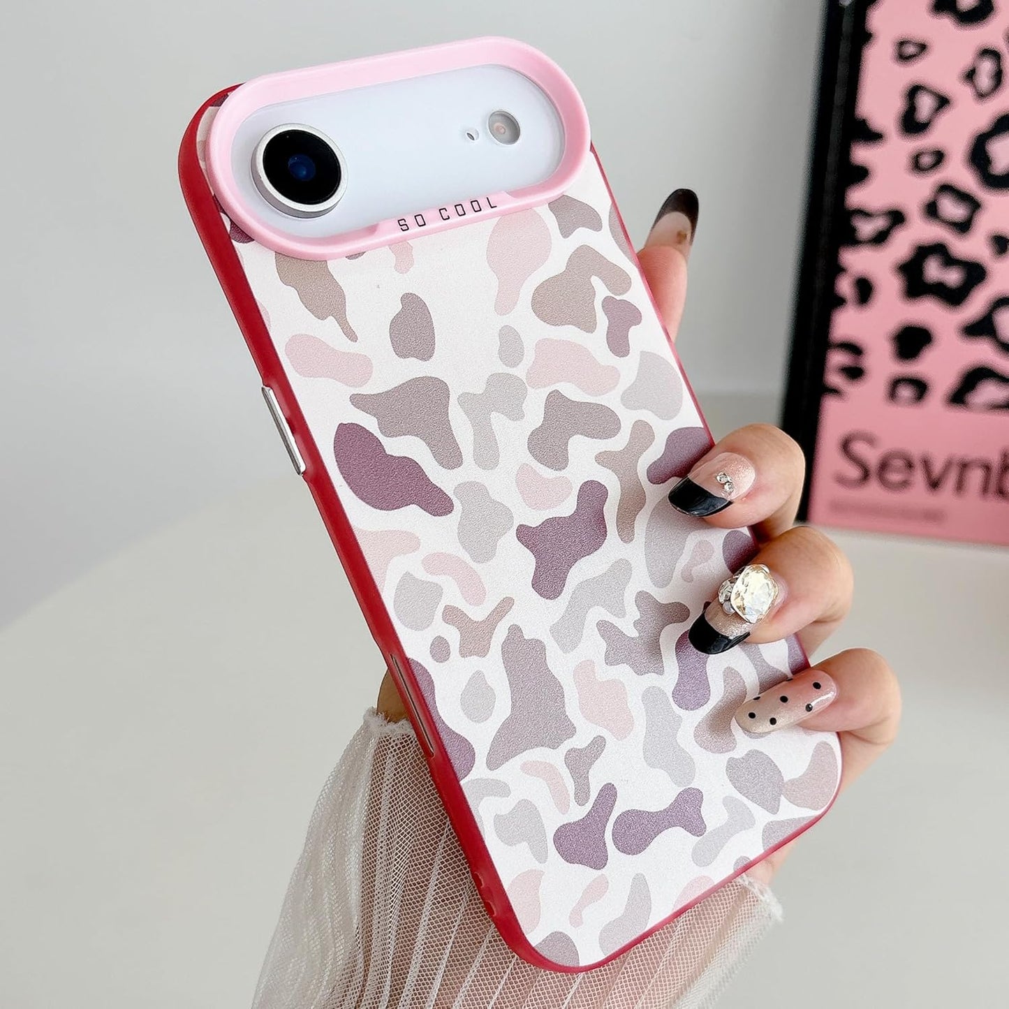 for iPhone 17 Air Case, Vintage Camo Pattern Design for Men Boys Teens, Cool Camouflage Shockproof Protective Cover for Girls Women - Pink