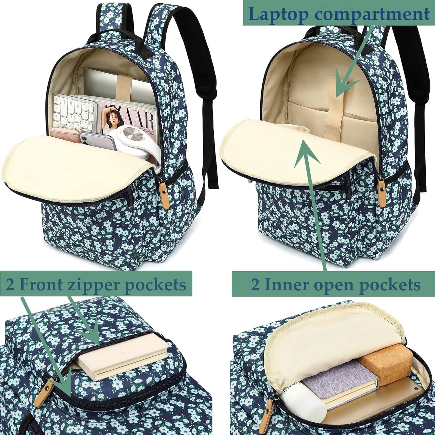 Womens Travel Backpack Casual Daypack Laptop Backpack Fashion Daypack Dark Blue