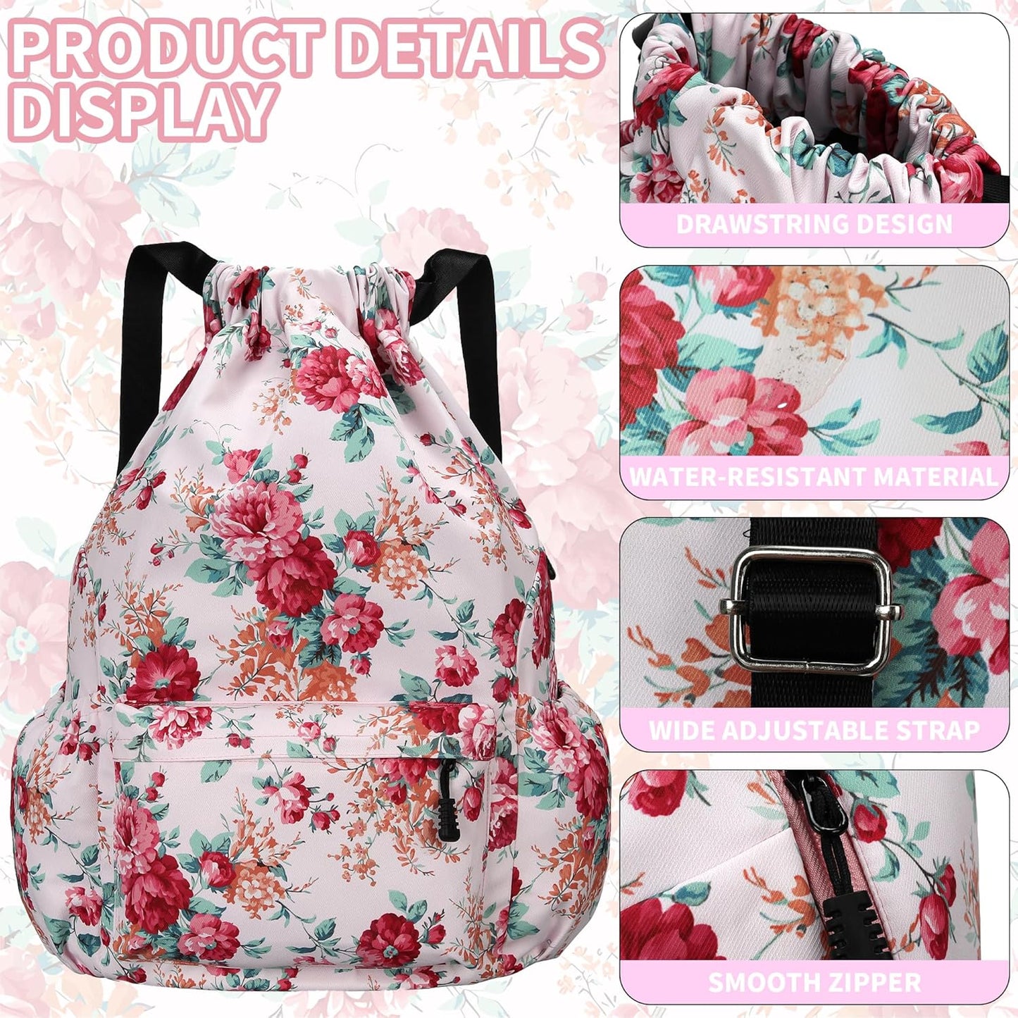 Drawstring Backpack for Women Drawstring Gym Bag Water Resistant Small Cinch Sack Pull String