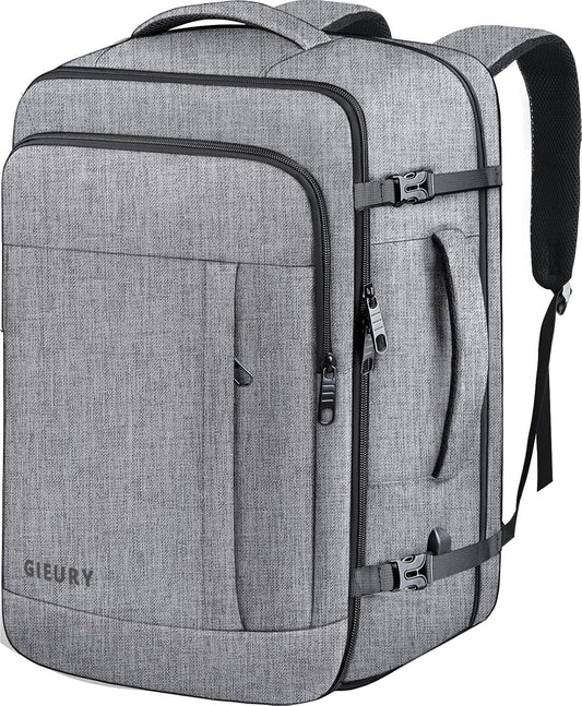 60L Backpack, Extra Large Travel Backpack for Men & Women, Expandable Big Capacity For Airplanes, Travel Gifts for Men Women, Fits 18.4 Inch Laptop, Luggage Suitcase Daypack Bag, Grey