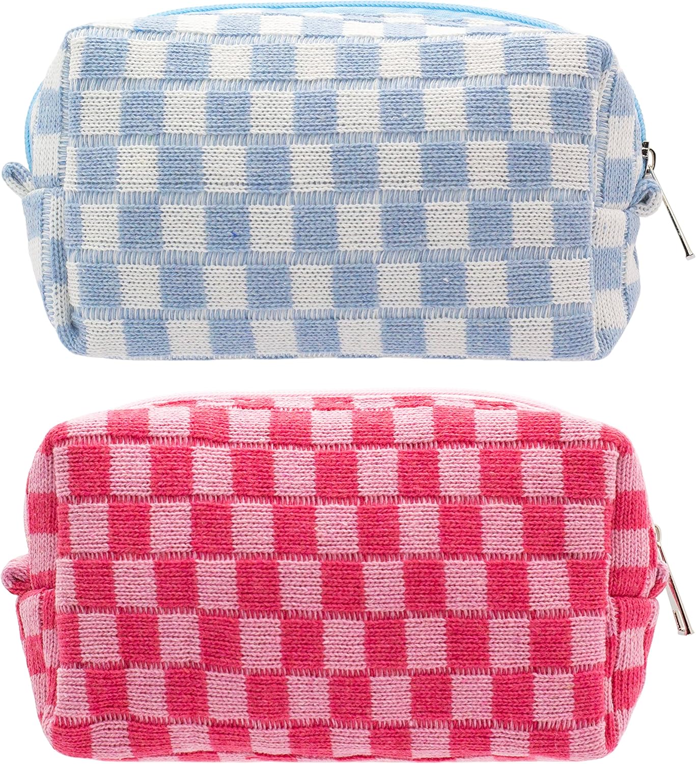 PAZIMIIK Checkered Makeup Bag for Purse Portable Zipper Make Up Pouch Small Cosmetic Case for