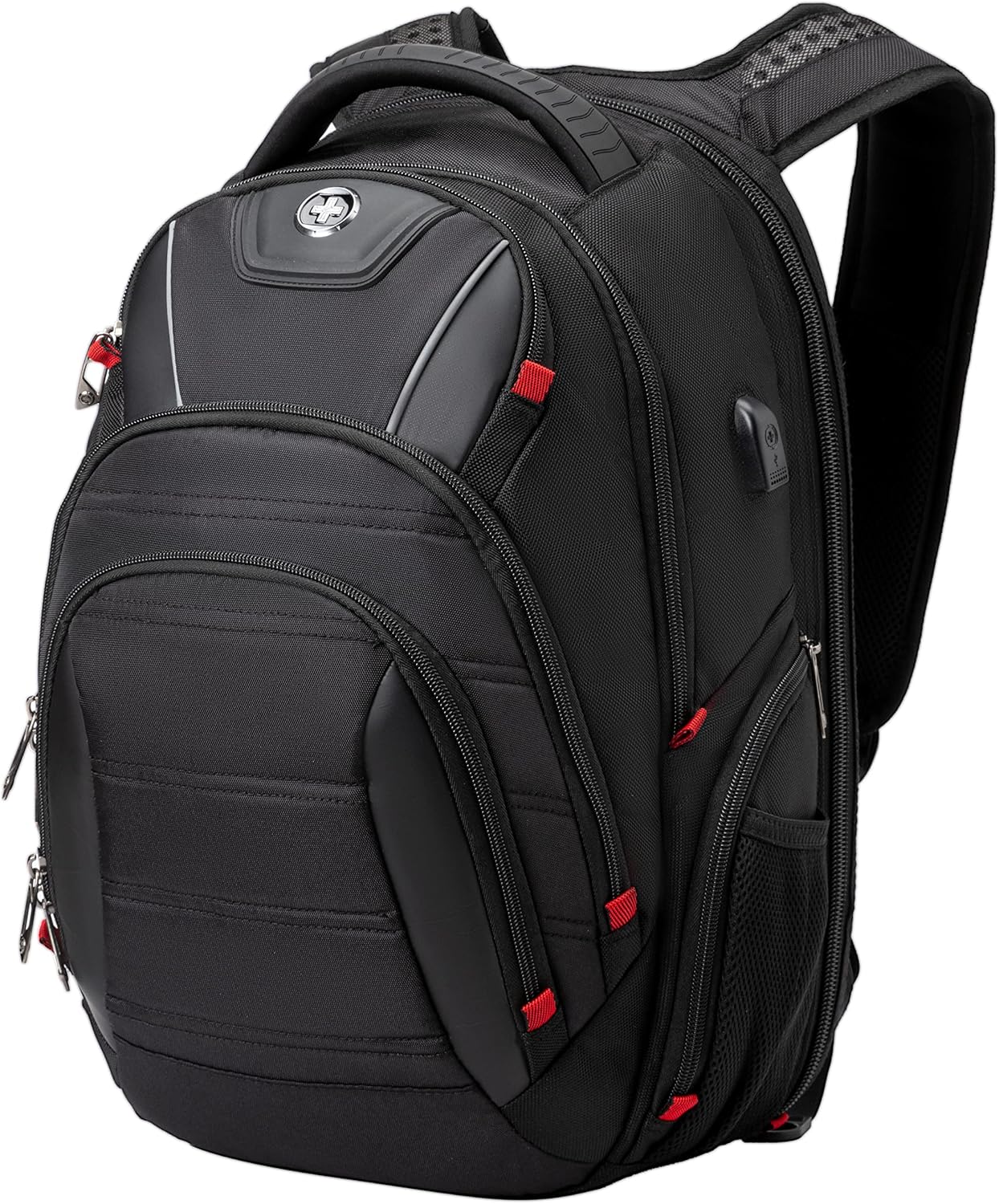 Swissdigital Design Travel Backpack for men, TSA Friendly USB Charging RFID Protection Business