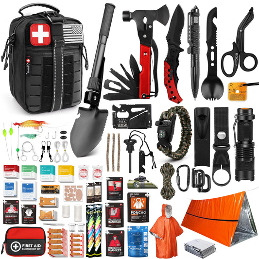 Survival First Aid Kit, 190 Pcs Survival Gear and Medical Supplies, Military IFAK EMT Molle