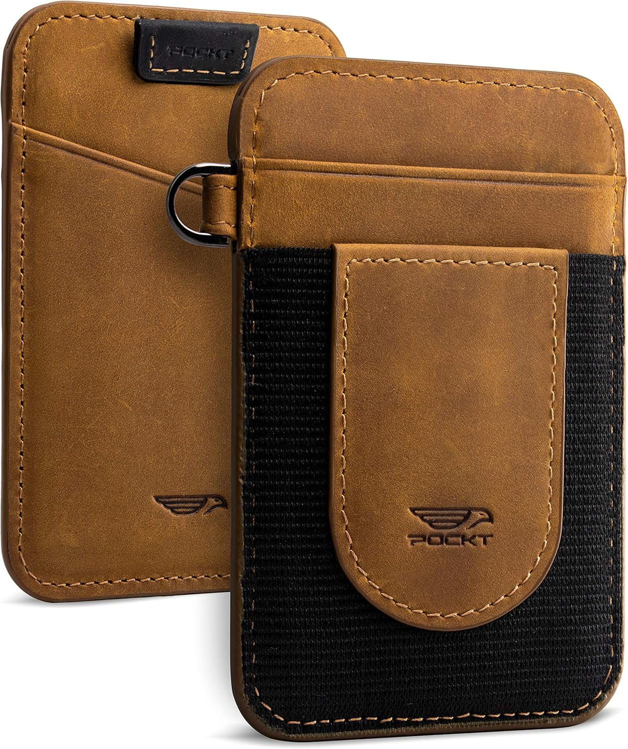 POCKT Card Holder Wallet For Men and Women - Slim Minimalist Front Pocket Wallet Elastic Credit Card Holder Genuine Leather RFID Blocking Card Case Wallets