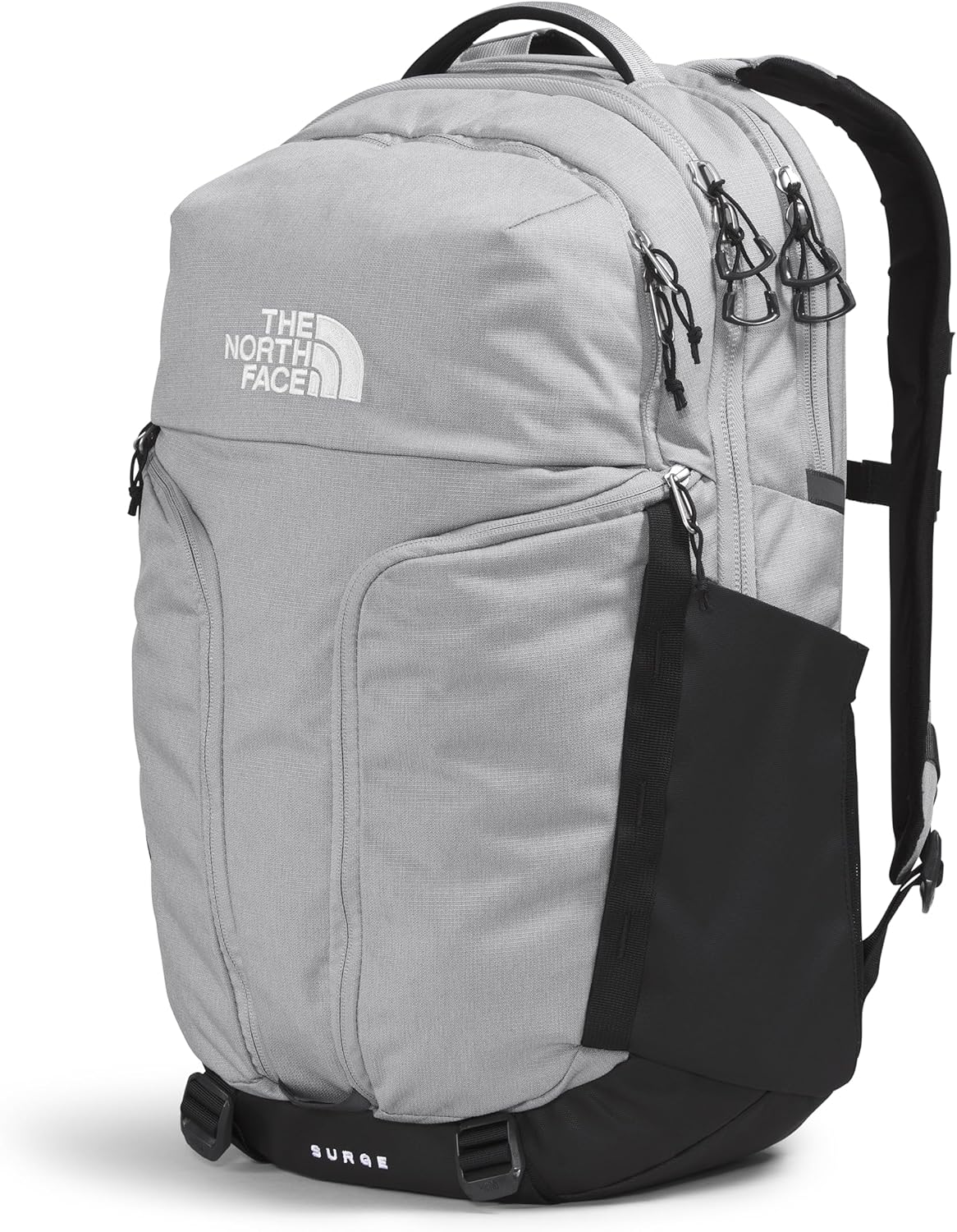 The North Face Surge Commuter Laptop Backpack | Daypack with Water Repellent Finish, 16" Laptop Sleeve, Reflective Details, Meld Grey Dark Heather/TNF Black-NPF, One Size