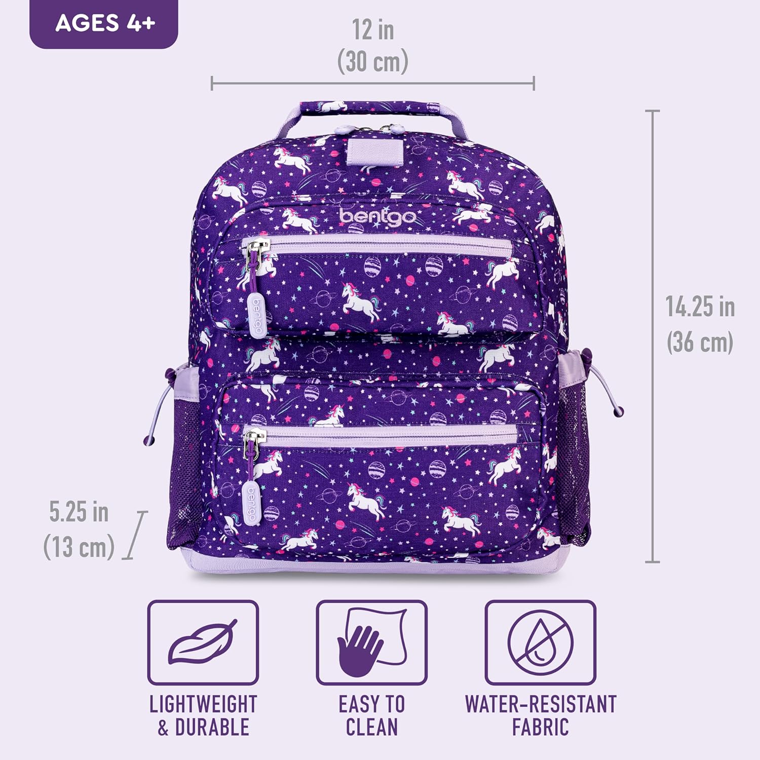 Bentgo Kids Backpack - Lightweight 14” Backpack in Fun Prints for School, Travel, & Daycare, Ideal