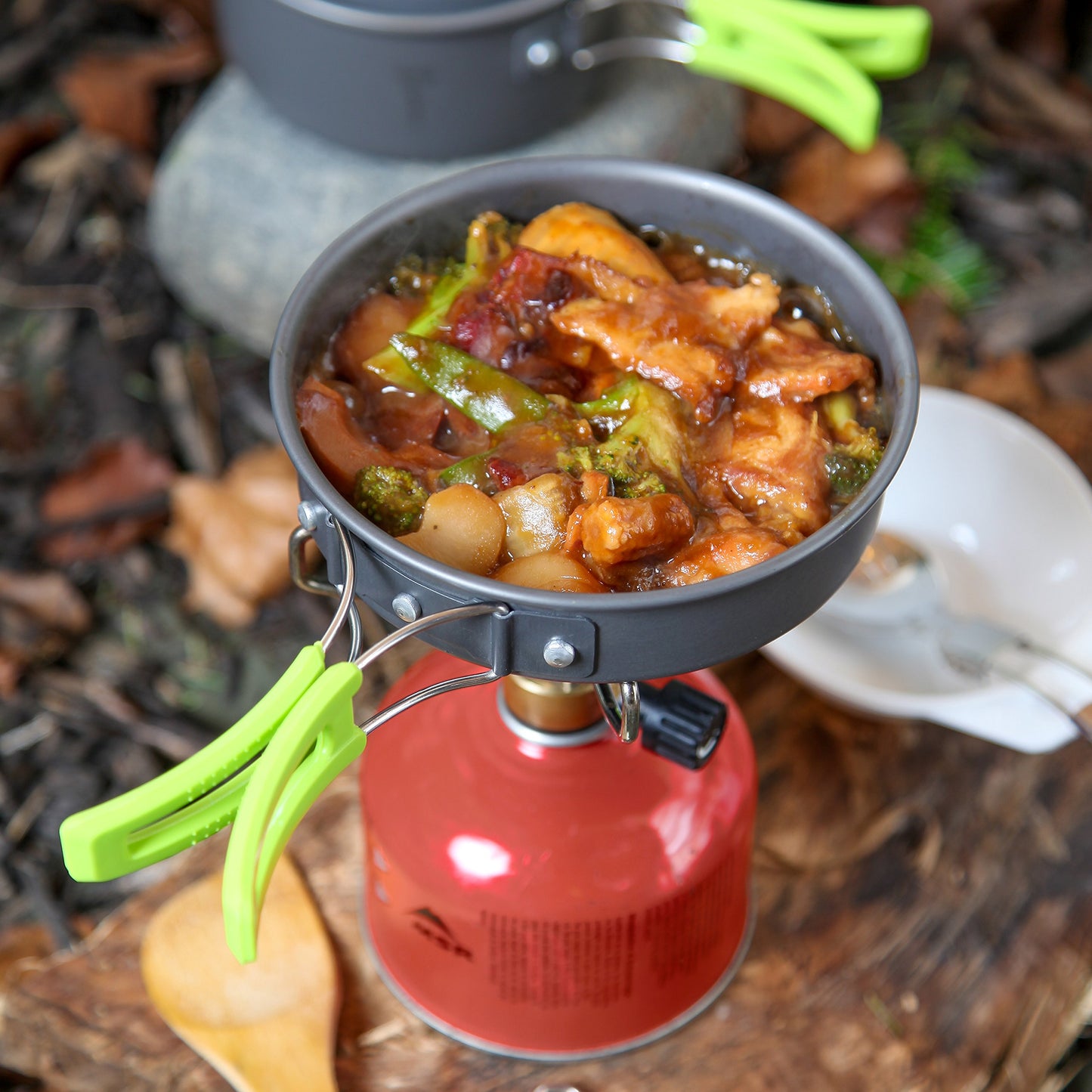 1 Liter Camping Cookware Mess Kit Backpacking Gear & Hiking Outdoors Bug Out Bag Cooking Equipment