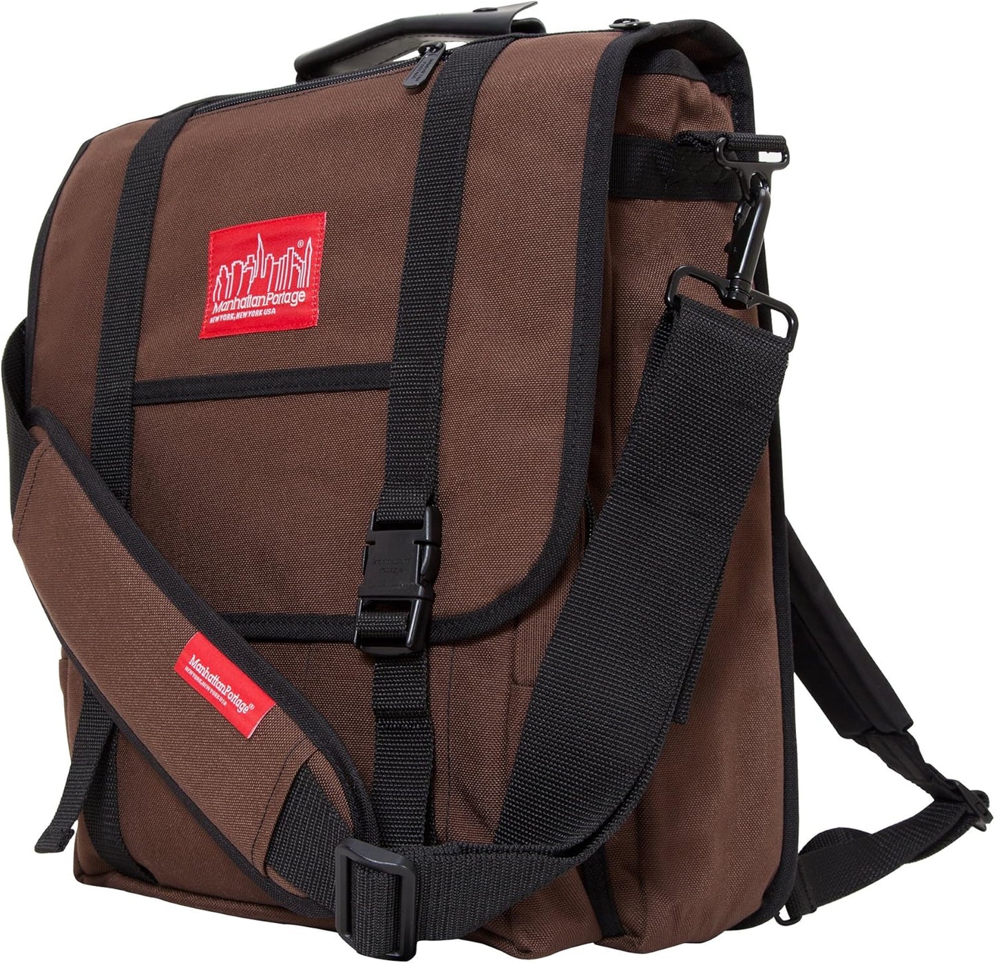 Manhattan Portage Commuter Laptop Bag Stylish Messenger Bag for Men & Women Durable Cordura Fits Up to 17" Laptop Ideal for Work College Travel (Dark Brown)