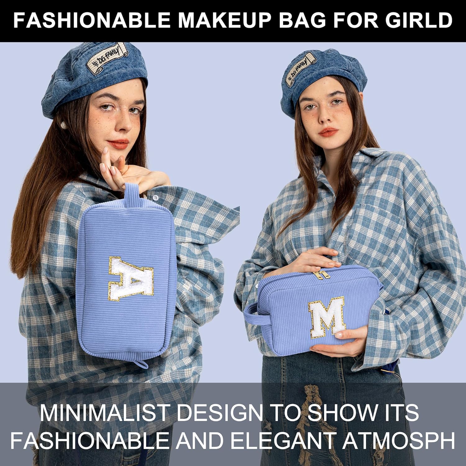 YOOLIFE Initial Travel Makeup Bag Cosmetic Bag - Teen Girl Gifts Trendy Stuff Friend Birthday Gifts