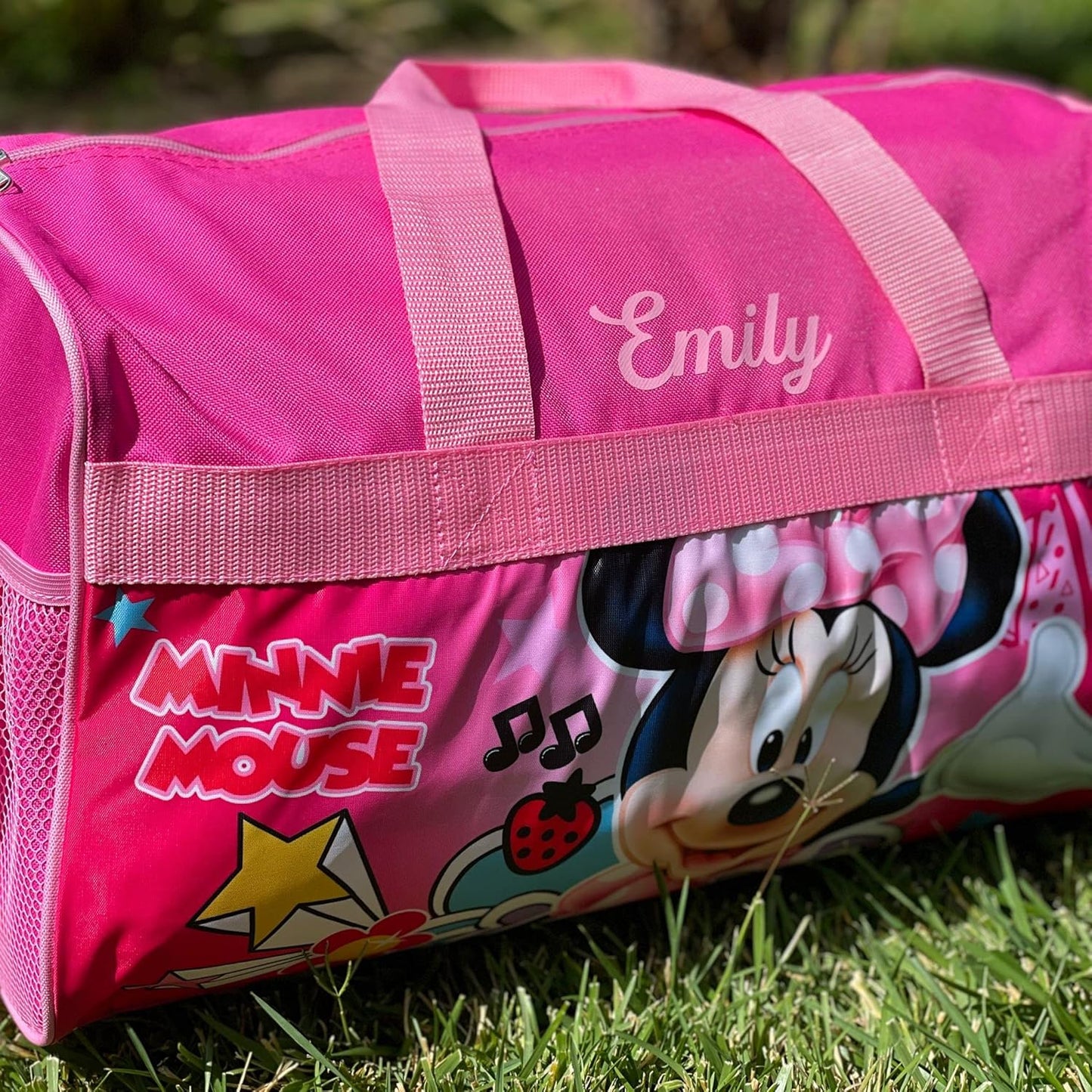 KishKesh Personalized Licensed Kids Duffel Bag – Durable, Customizable Name & Text, Ideal for Travel, School, Gym, Beach, or Overnight – Minnie Mouse Design, 18" X 10.50" X 9.75”