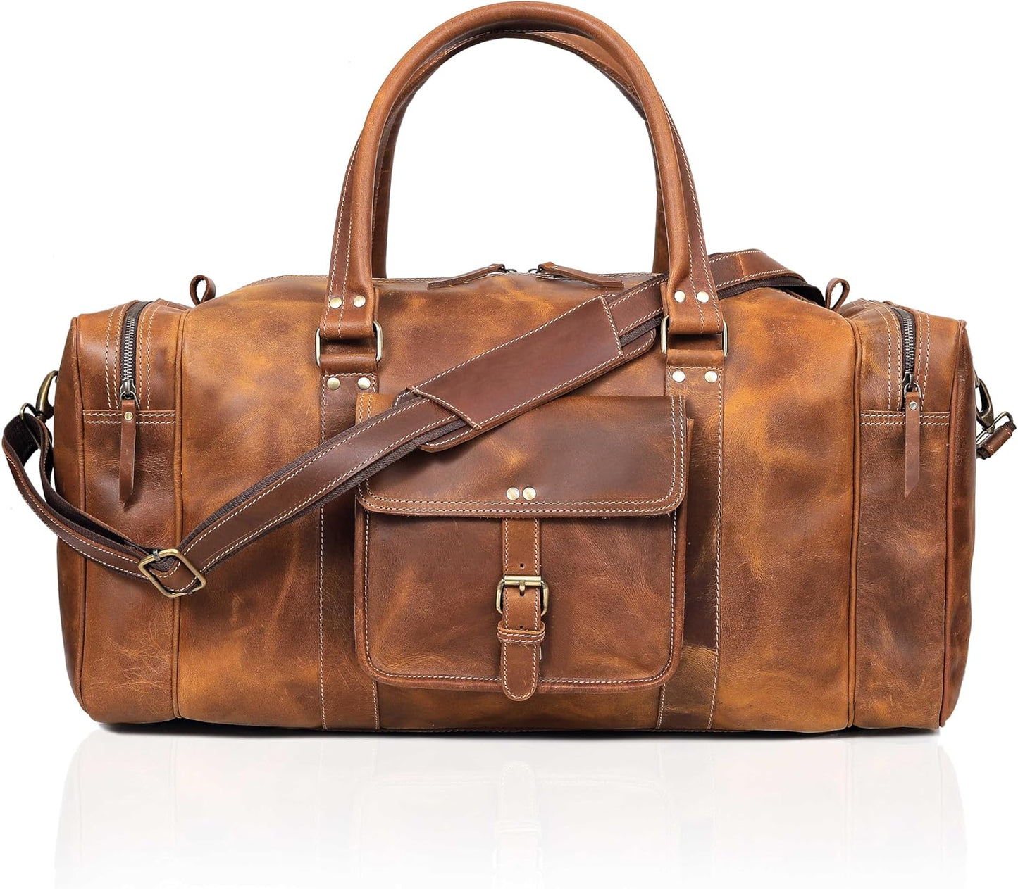 Leather Duffel Bag for Men and Women, Full Grain Travel Duffel Bag, Sports Duffel Bag Men, Overnight Weekender Bag Carry on Cabin Bag Luggage Bag Handmade Leather Duffle 24 inches