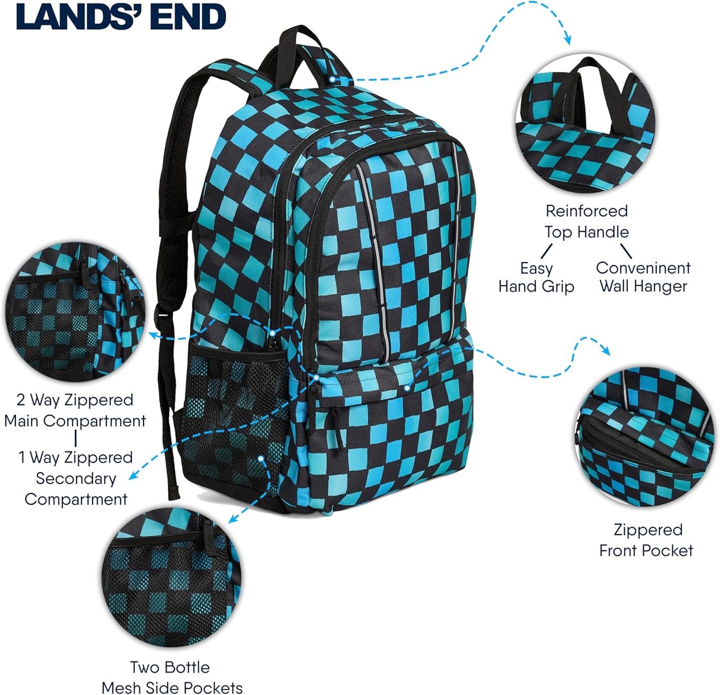 Lands' End Unisex Kids Large ClassMate Lightweight Durable Elementary School Backpack, Tundra