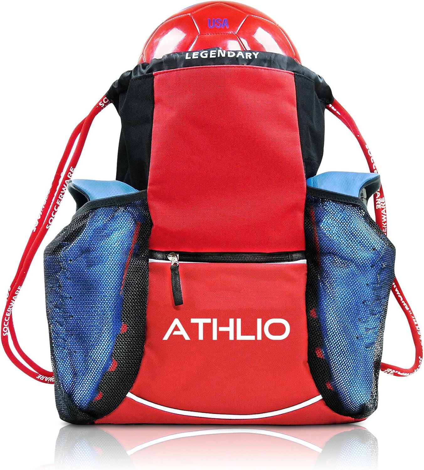 Soccerware Legendary Drawstring Gym Bag - Waterproof | For Sports & Workout Gear | XL Capacity | Heavy-Duty Sackpack Backpack