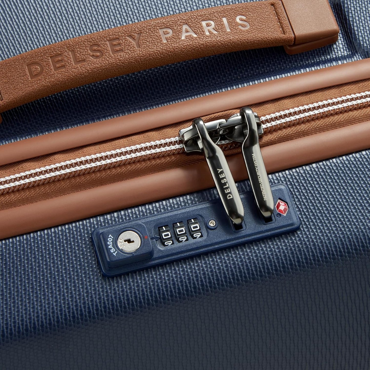 DELSEY PARIS Chatelet Air 2.0 Hardside Luggage Trunk with Spinner Wheels, Navy Blue, Checked-26 Inch