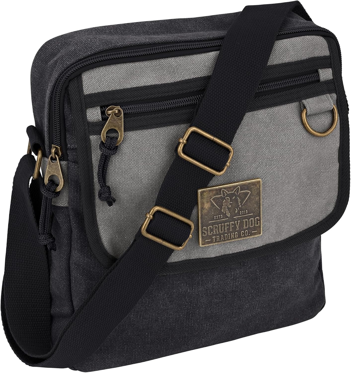 SCRUFFY DOG Crossbody Messenger Bag for Men and Women - Canvas Shoulder Bags with Adjustable Strap - Small - 11 inch