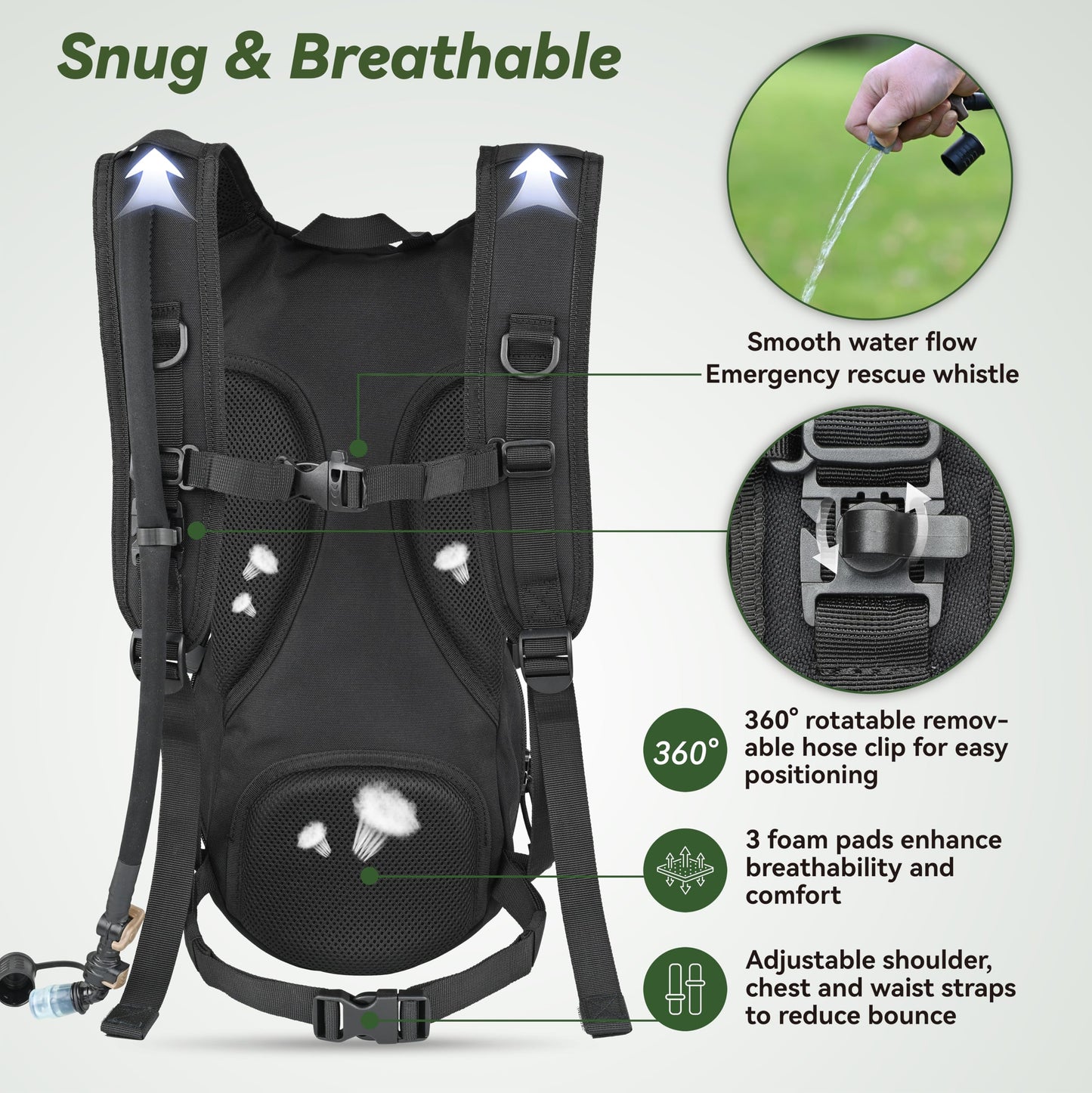 MARCHWAY Tactical Molle Hydration Pack Backpack with 3L TPU Water Bladder, Military Daypack for