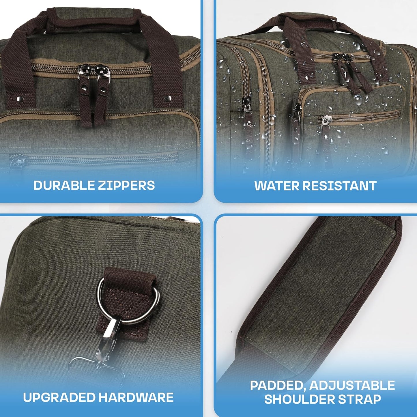 Duffle Bag for Travel 20–23” Expandable (40L) – Lightweight Water-Resistant Carry On Weekender with Multiple Pockets & Shoulder Strap – Airline Approved Travel Duffel Bags for Men & Women