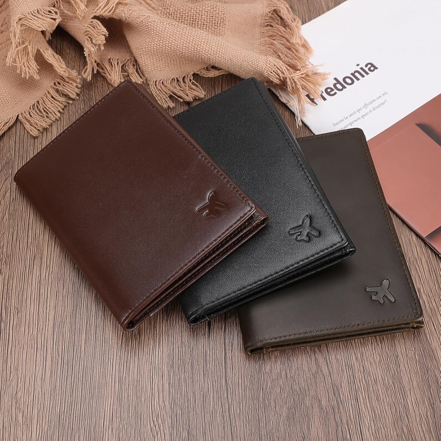 Polare Napa Leather Pilot Wallet Passport Holder RFID Blocking Tri-fold Travel Cover Document