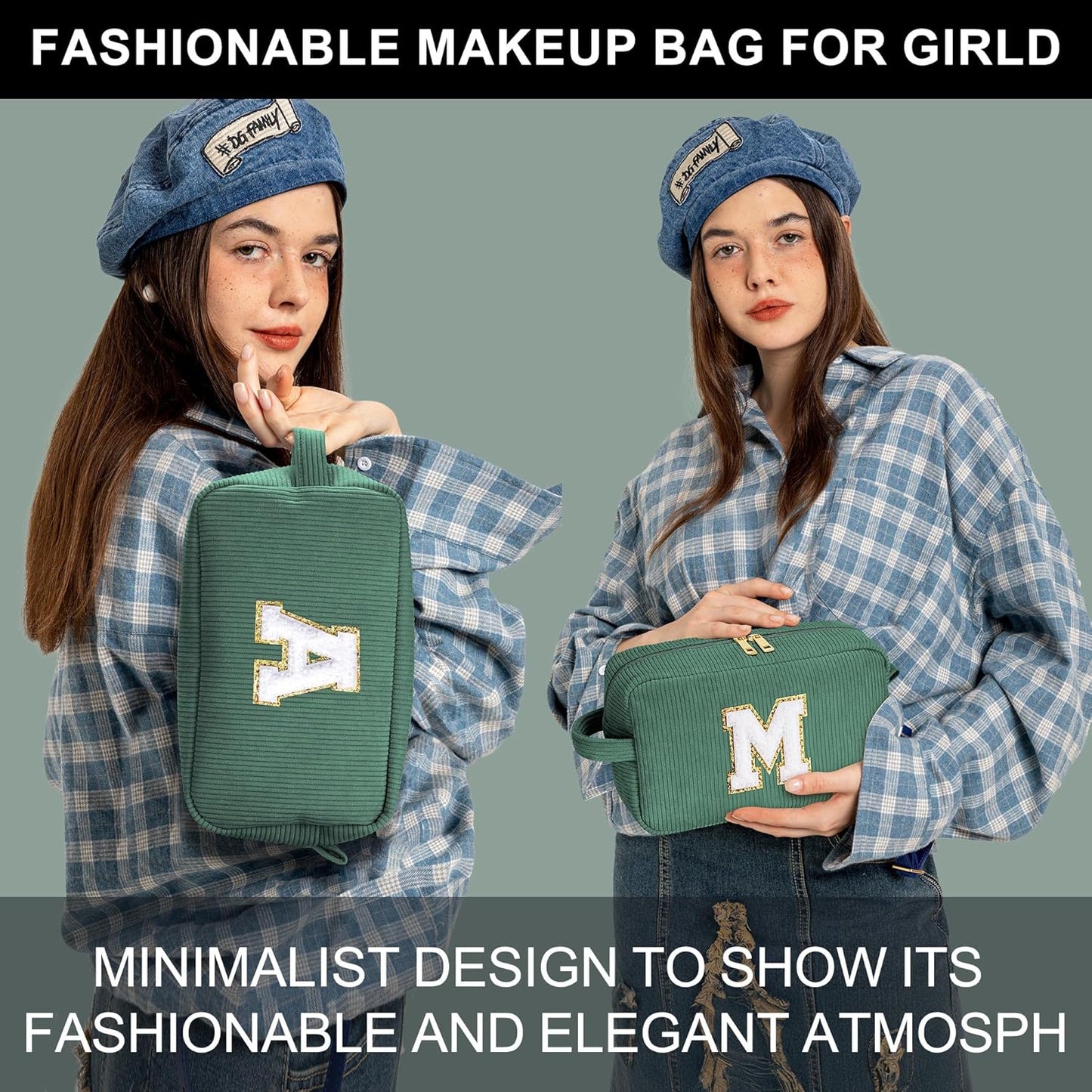YOOLIFE Initial Travel Makeup Bag Cosmetic Bag - Teen Girl Gifts Trendy Stuff Friend Birthday Gifts