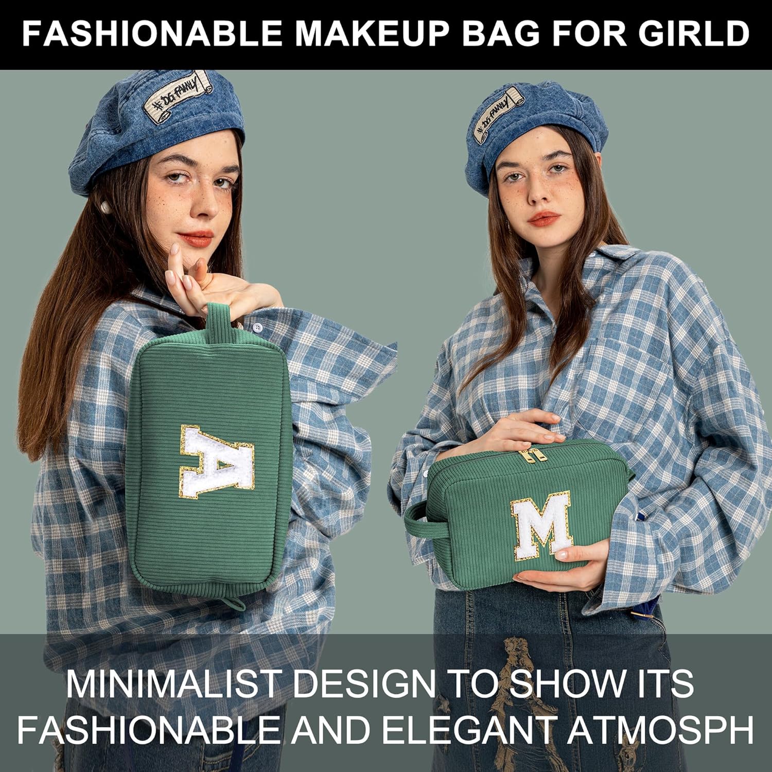YOOLIFE Initial Travel Makeup Bag Cosmetic Bag - Teen Girl Gifts Trendy Stuff Friend Birthday Gifts