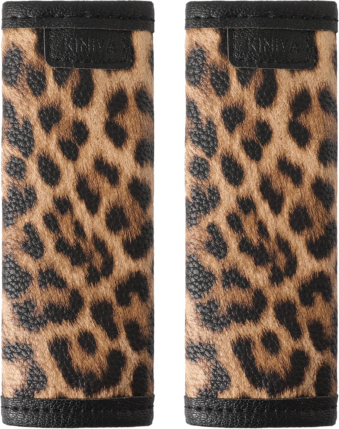 KINIVA Leather Luggage Handle Wrap 2 Pack Set,Luggage Identifiers Tags Markers for Luggage Suitcase,Travel Accessories(leopard-2pcs)