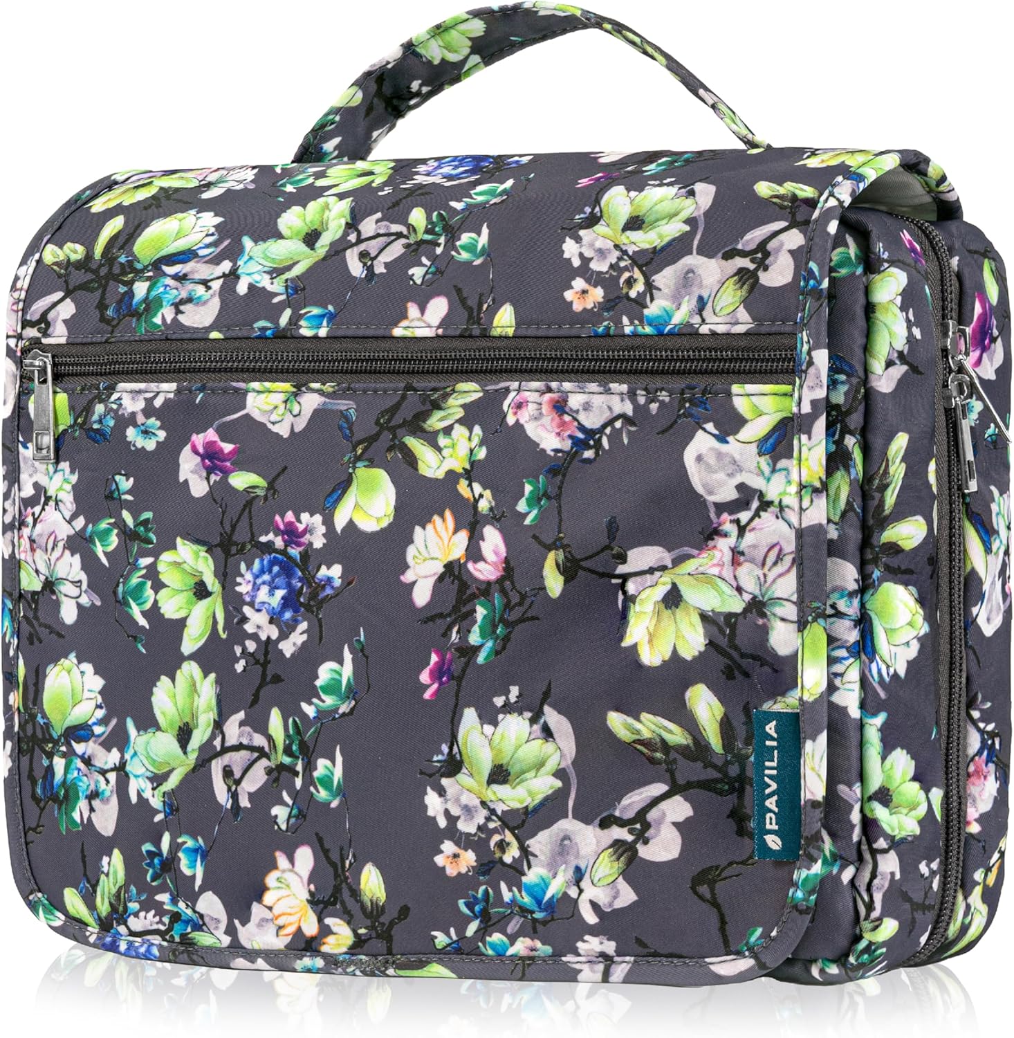 PAVILIA Hanging Toiletry Bag Women Men, Foldable Cosmetic Organizer Travel Bag, Water Resistant