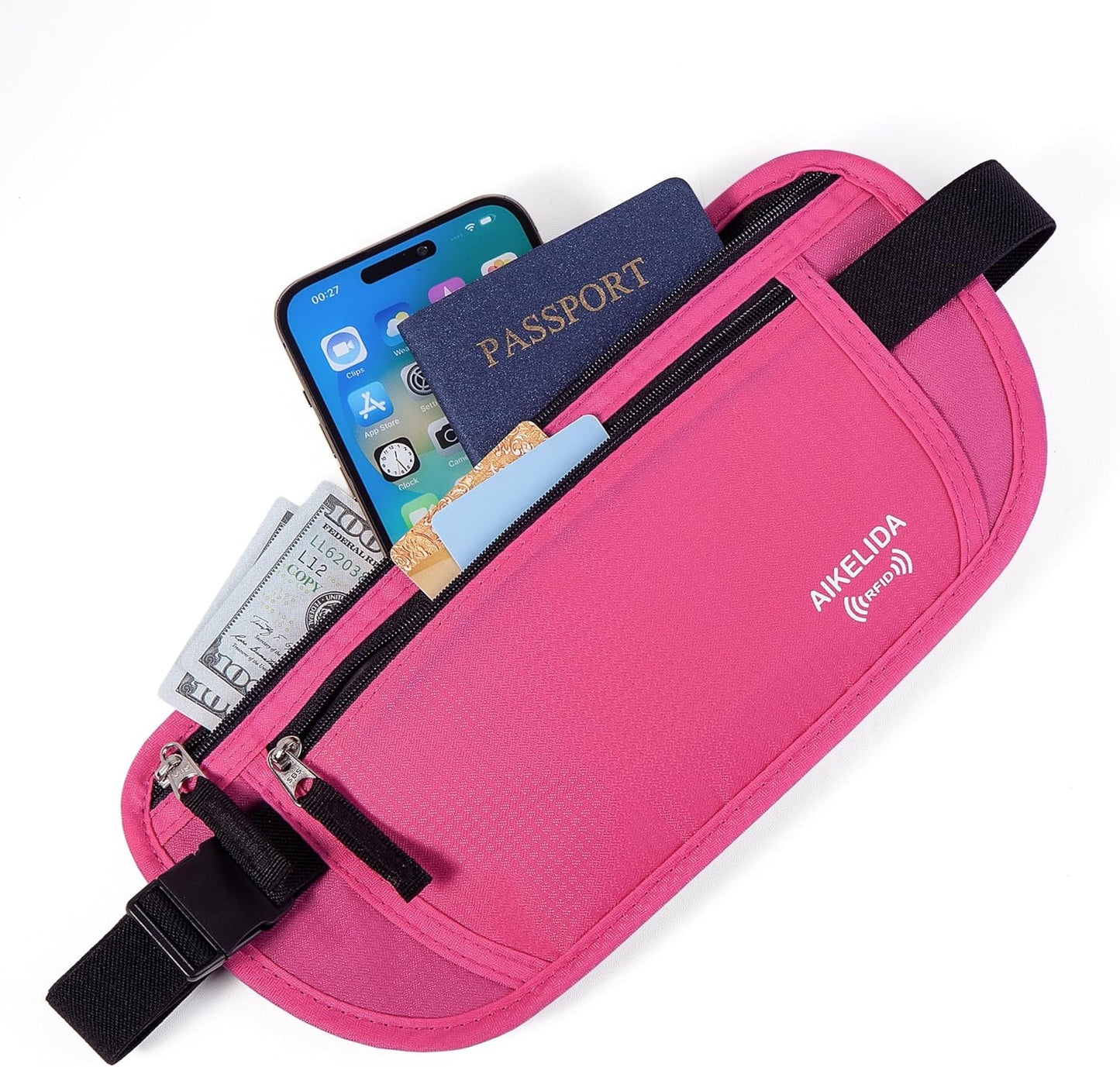 Travel Money Belt - Slim Passport Holder Travel Wallet with RFID Blocking Travel Pouch Undercover