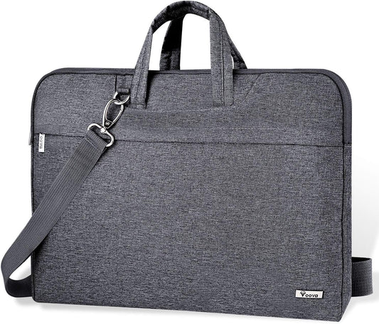 Voova Laptop Bag 17 17.3 Inch Water-resistant Laptop Sleeve Case with Shoulder Straps & Handle, Computer Case Cover Slim Briefcase Compatible with 17-18” Hp Dell Asus Acer, Grey