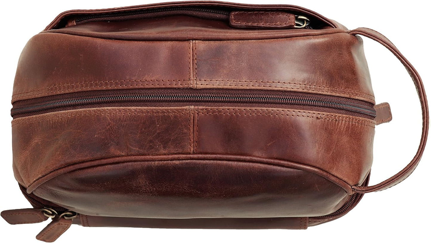 SID & VAIN wash bag ALEX Large Overnight Wash Gym Shaving Bag For Men's real leather toiletry bag leather bag Male brown