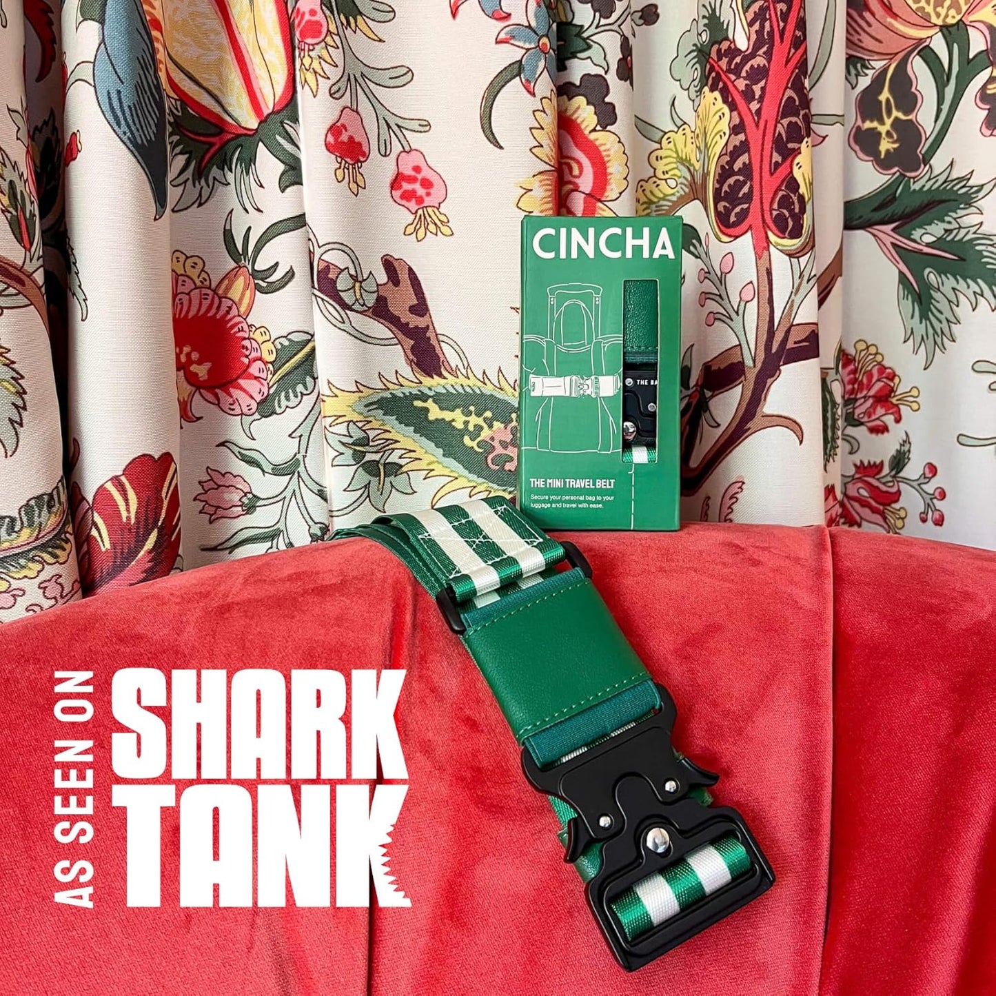 Cincha Mini Travel Belt for Luggage - Stylish & Adjustable Add a Bag Luggage Strap for Carry On Bag - Airport Travel Accessories for Women & Men - As Seen on Shark Tank (Black and Pink)