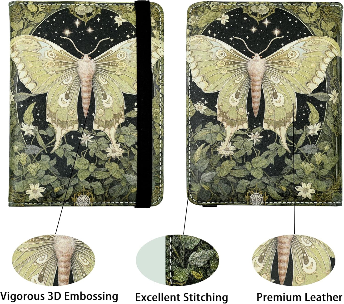 Luna Moth Passport Holder for Women and Men PU Leather Passport Cover for Travel
