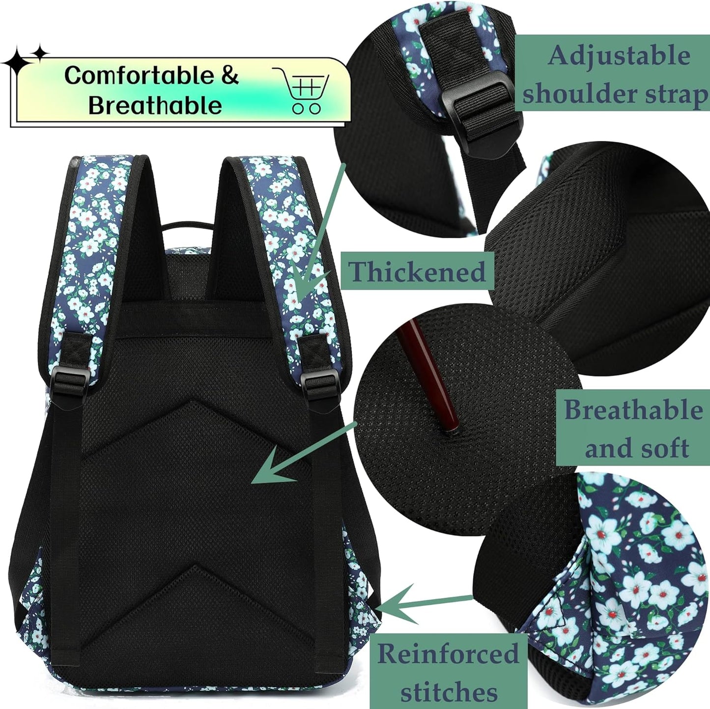 Lightweight Casual Laptop Backpack Travel Backpack for Women Daypack Dark Blue