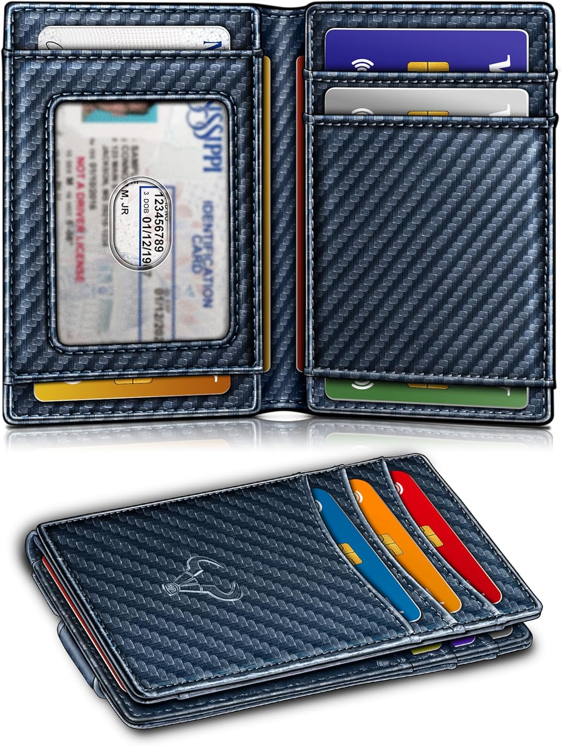 BULLIANT Magnetic Closure Slim Wallet-Genuine Leather Front Pocket Wallet for Men,RFID Blocking,Holds 12 Cards and Money Clip