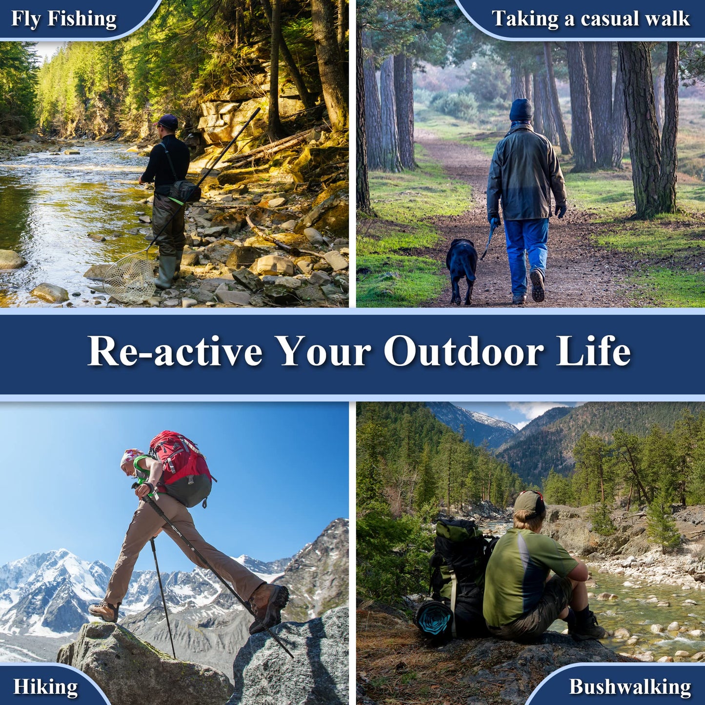 Telescopic Trekking Poles for Hiking, Anti-Shock Nordic Walking Sticks